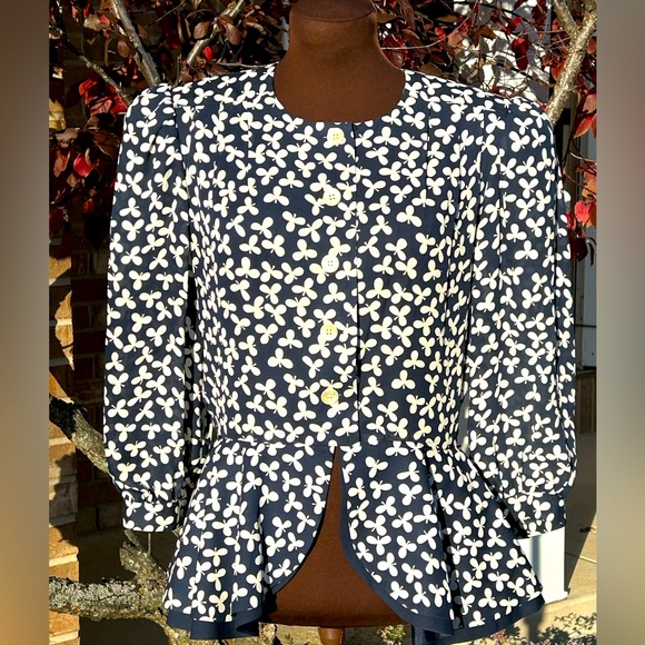 RICHARD WARREN s10 Silk VNTG peplum top-Polyester lined-runs small-see msrmnts - Picture 1 of 4